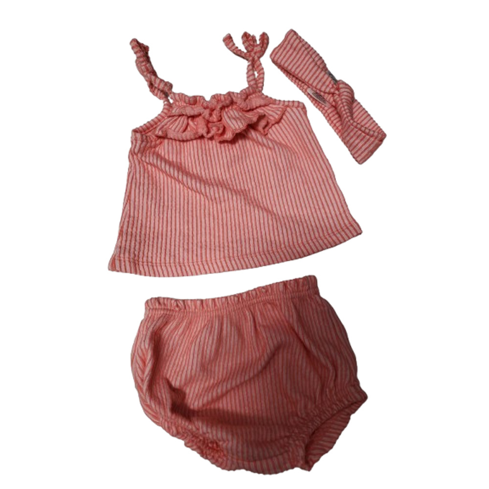 Jessica Simpson infant girls salmon ribbed 3 piece short set size 0-3 months